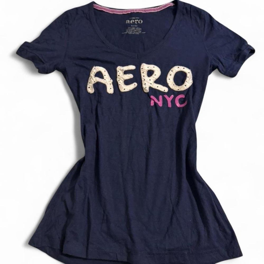 AERO NYC Navy Logo Tee Vintage y2k
